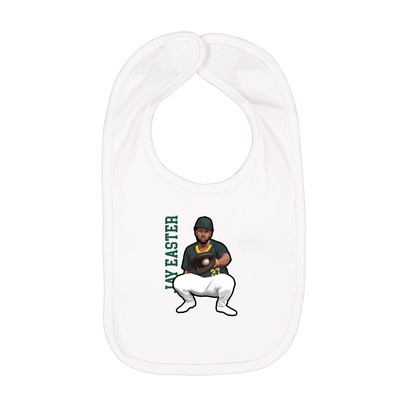 Infant Bib — Name Vertical in White