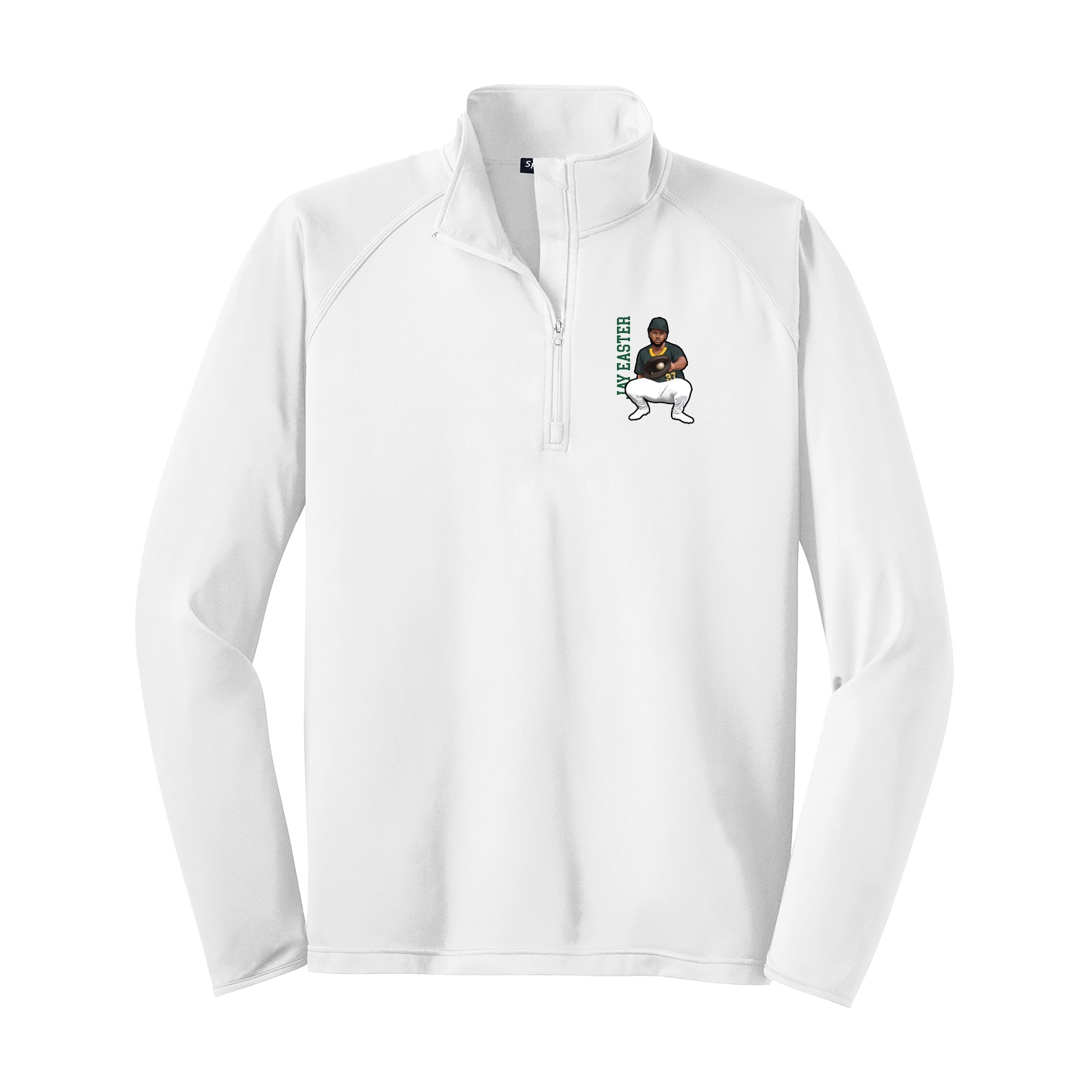 Q-Zip Pullover — Name Vertical in White