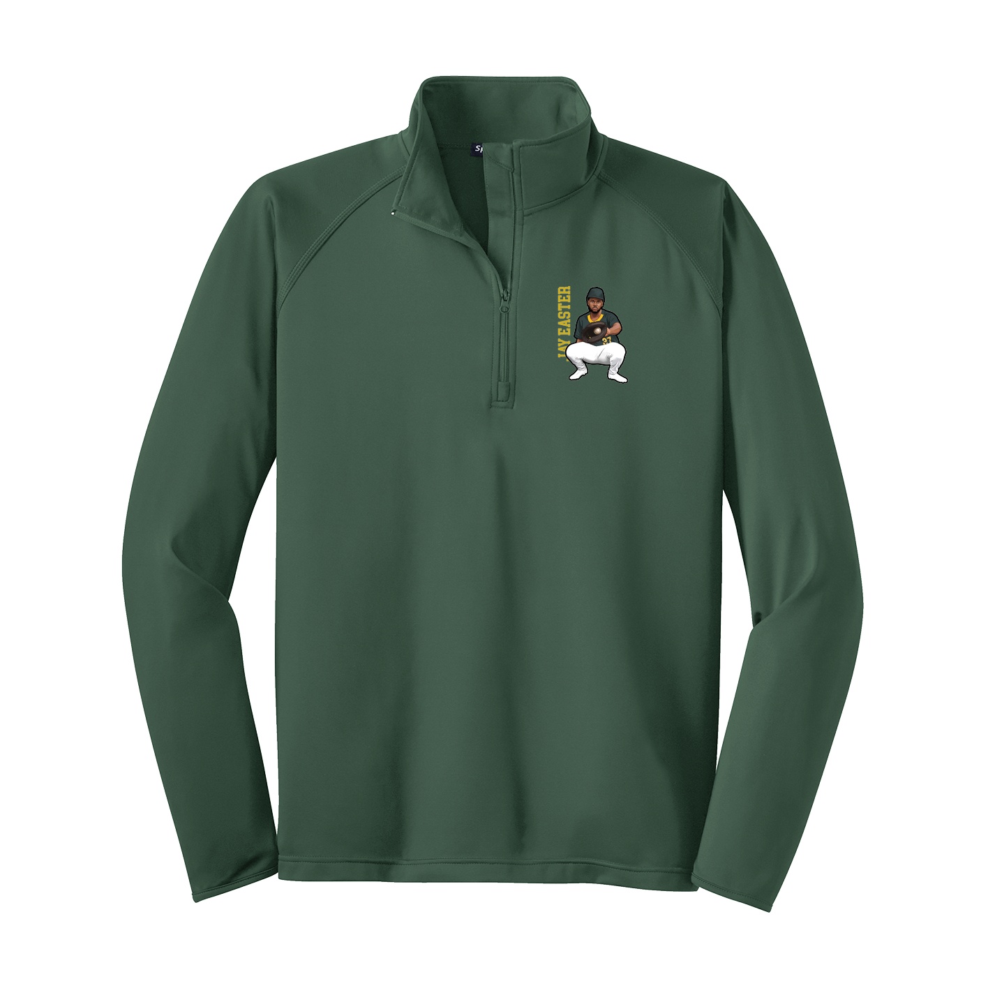 Q-Zip Pullover — Name Vertical in Green