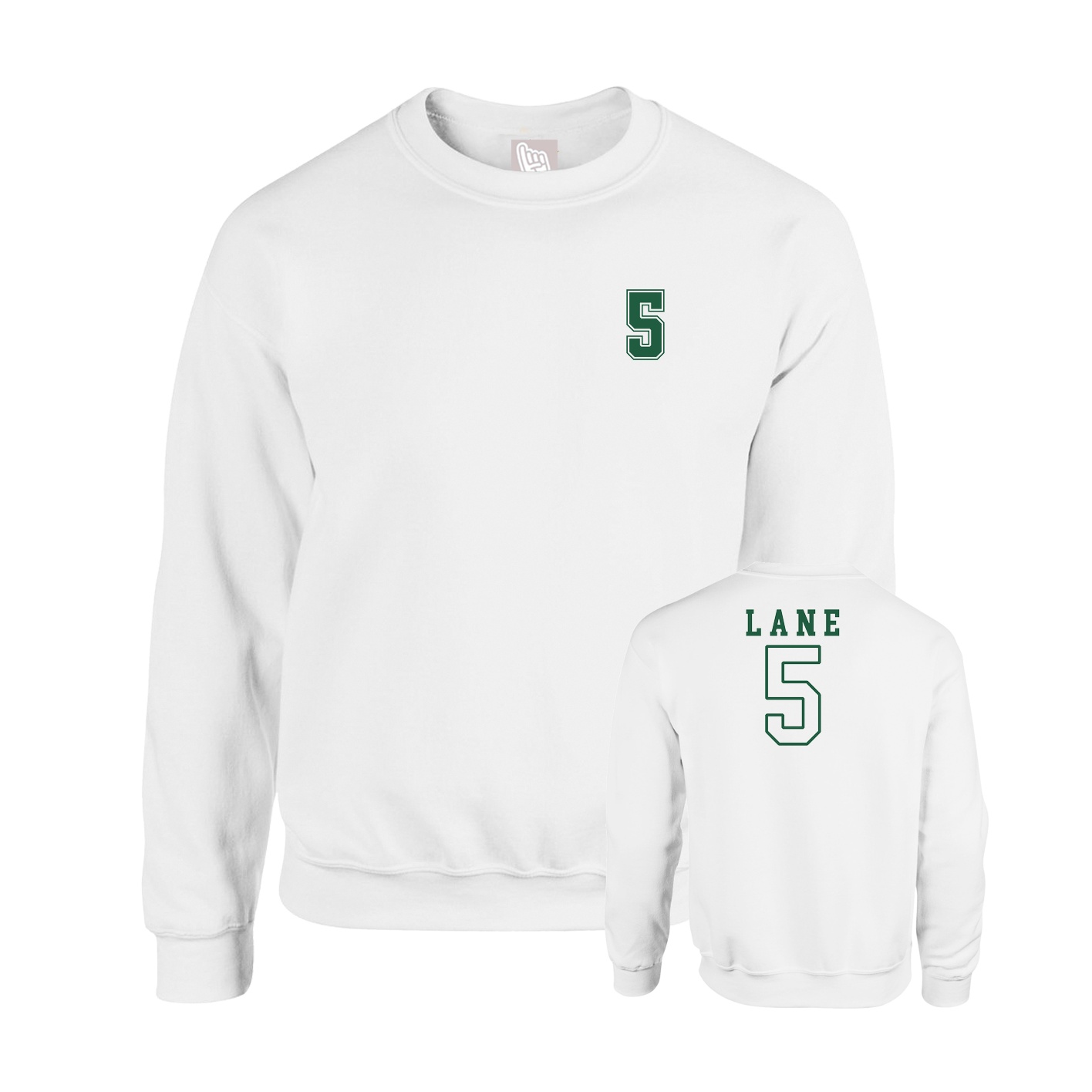 Fleece Crew — Chest Back in White
