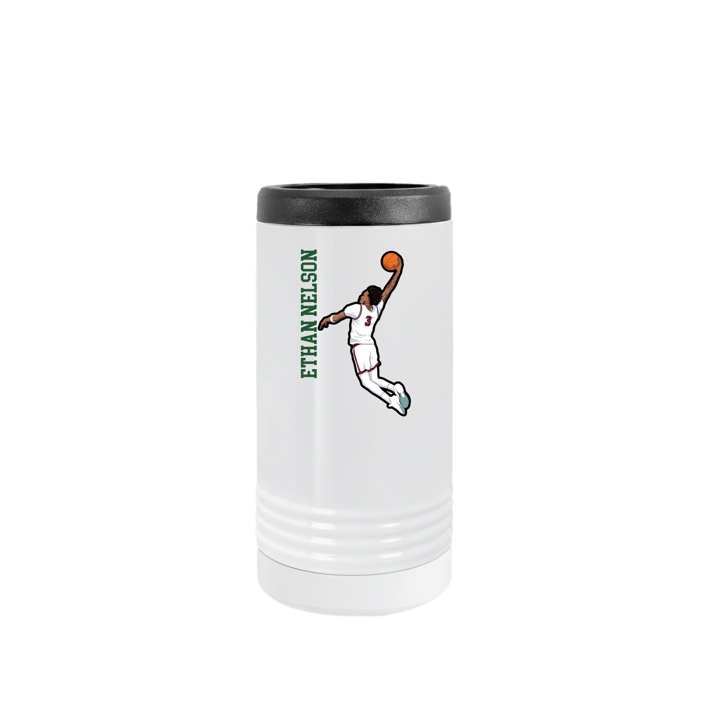 Slim Beverage Holder — Name Vertical in White