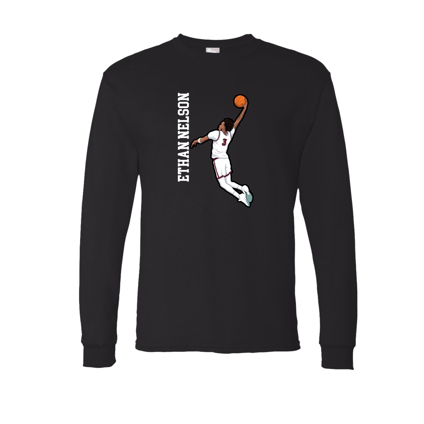 Long Sleeve Tee — Name Vertical in Black