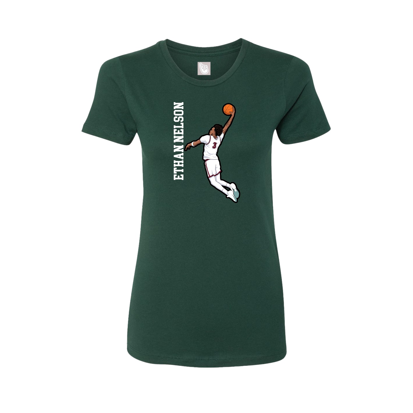 Fitted Women's Tee — Name Vertical in Green