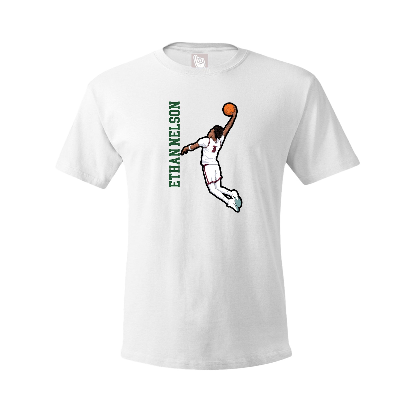 Youth Tee — Name Vertical in White