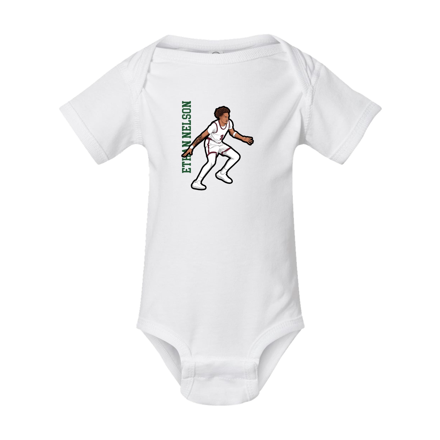Baby Onesie — Name Vertical in White