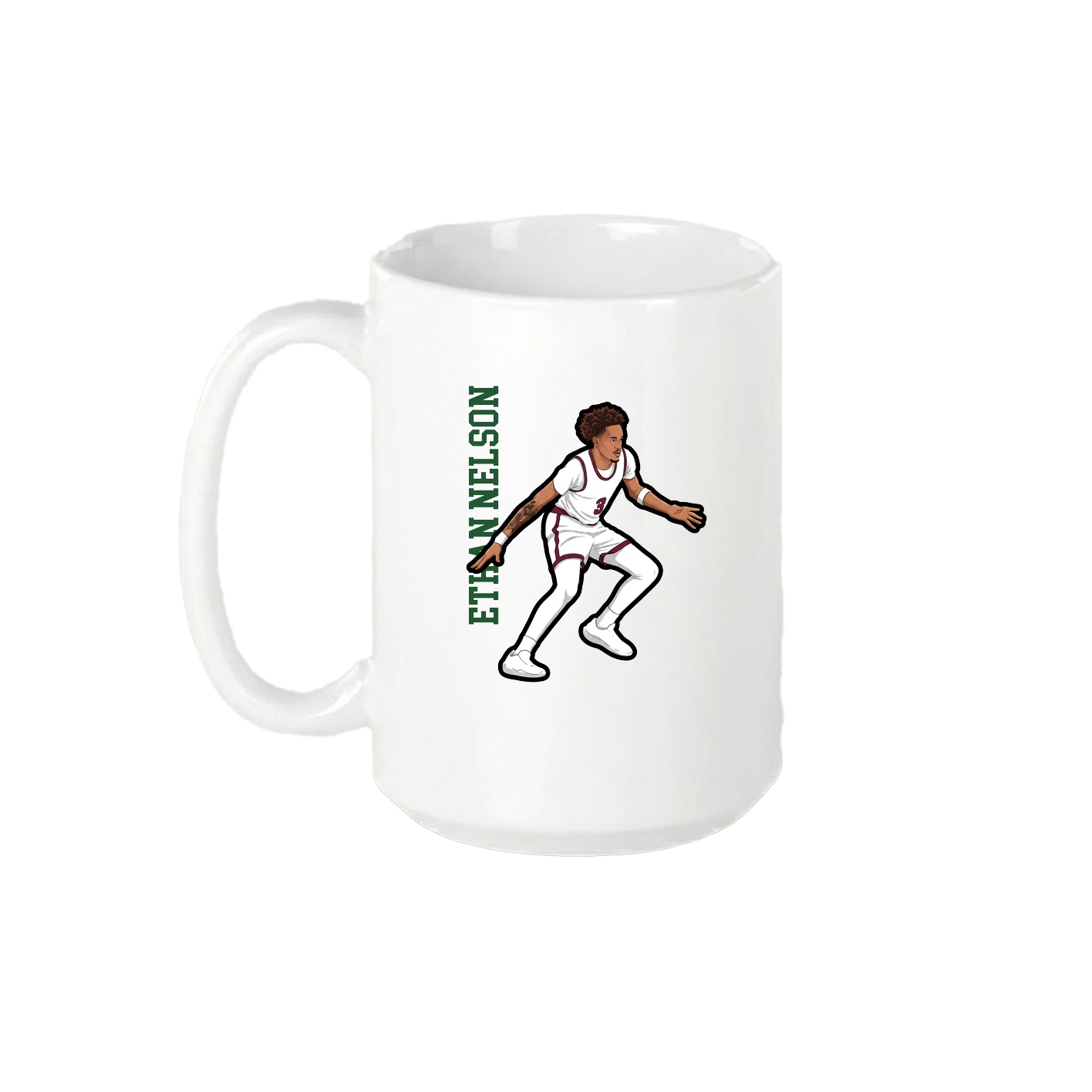 15oz Coffee Mug — Name Vertical in White