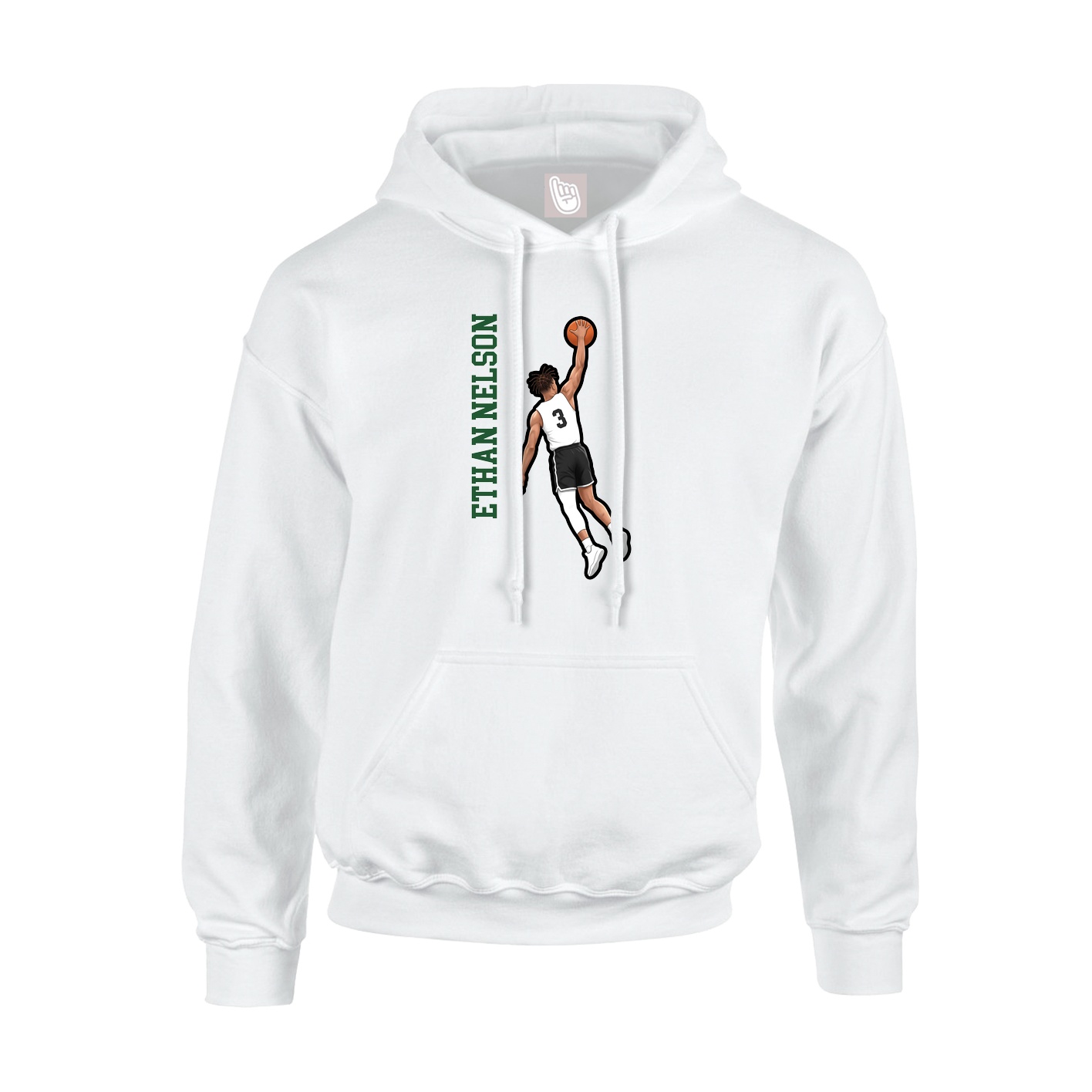 Youth Hoodie — Name Vertical in White