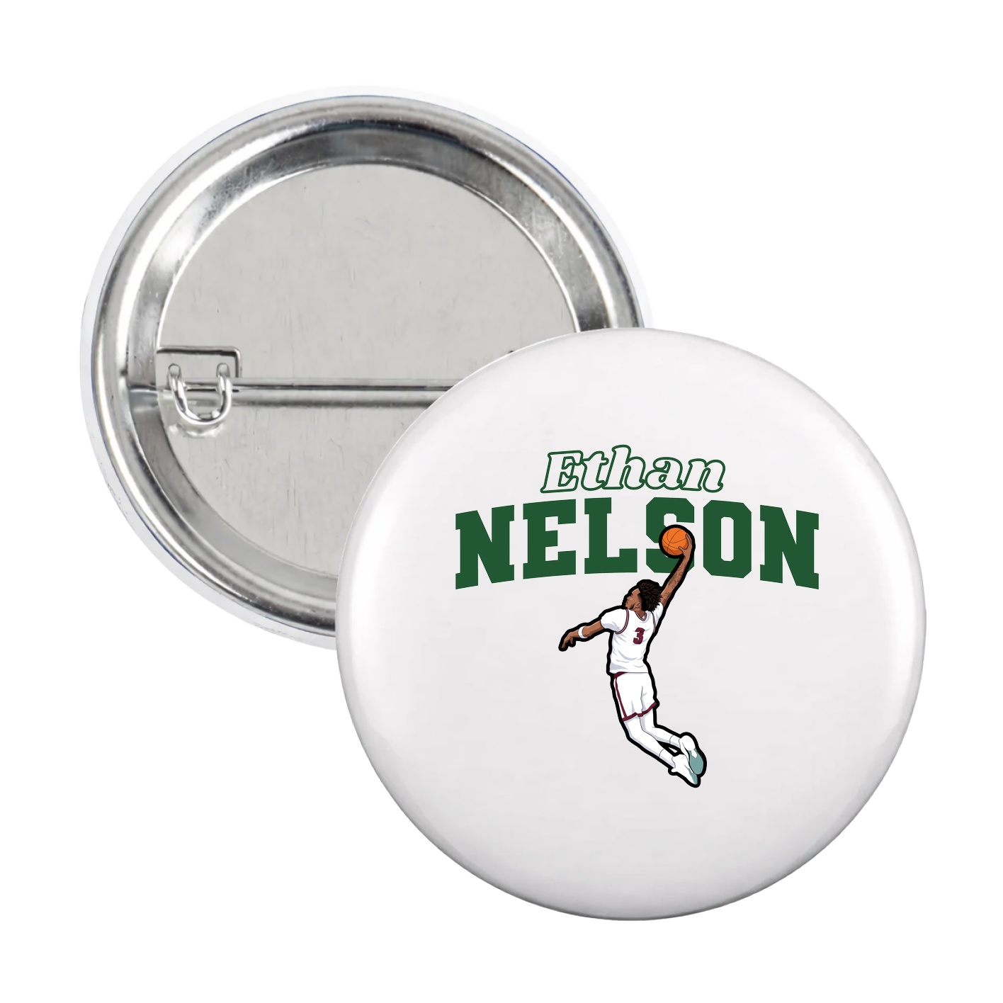 Game Day Button — Name Arch in White