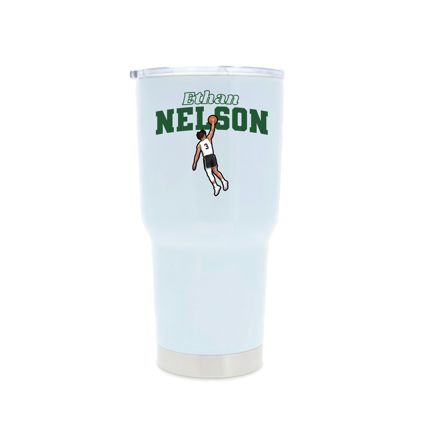30oz Stainless Steel Tumbler — Name Arch in White
