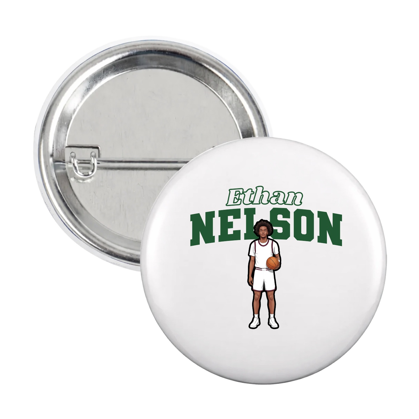 Game Day Button — Name Arch in White