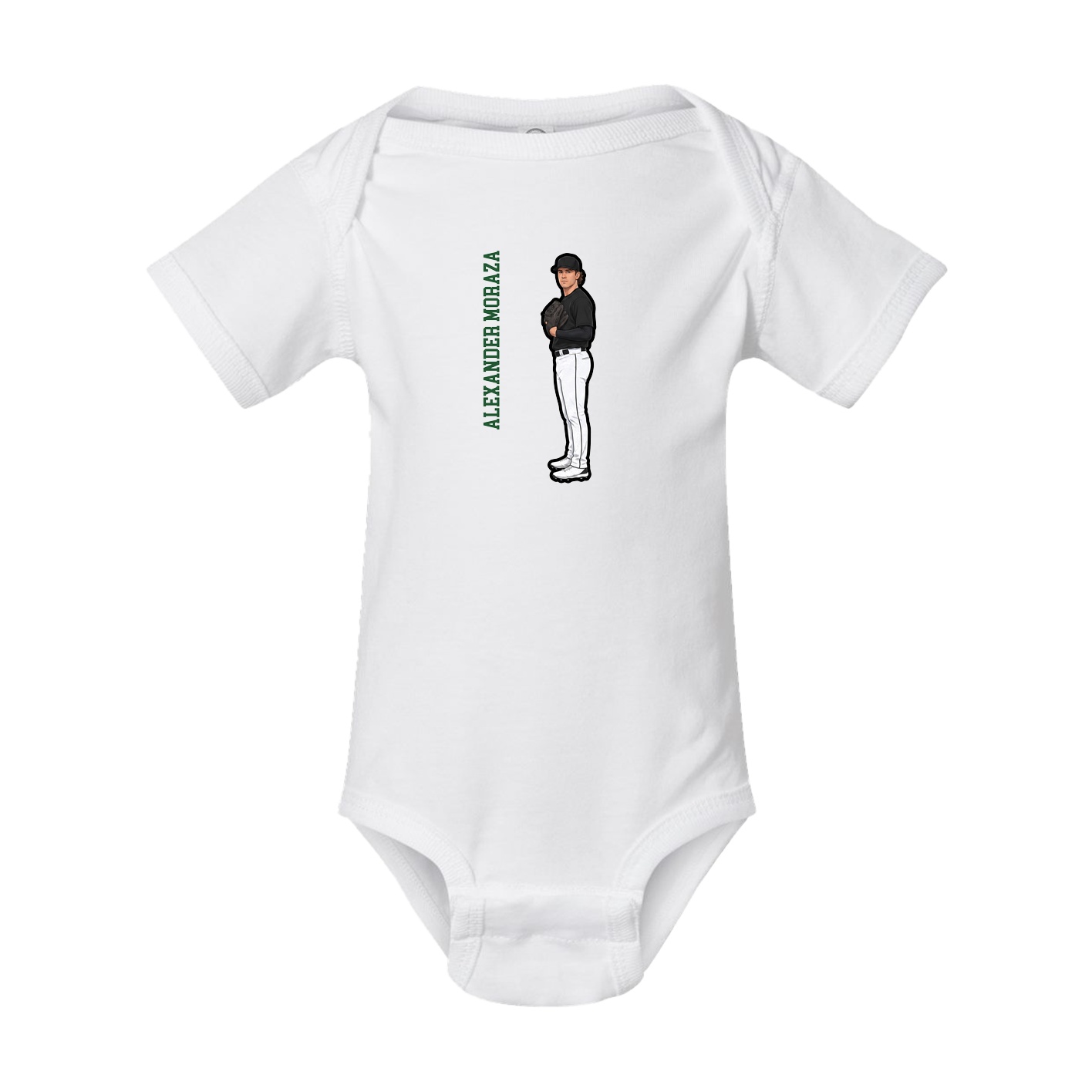 Baby Onesie — Name Vertical in White