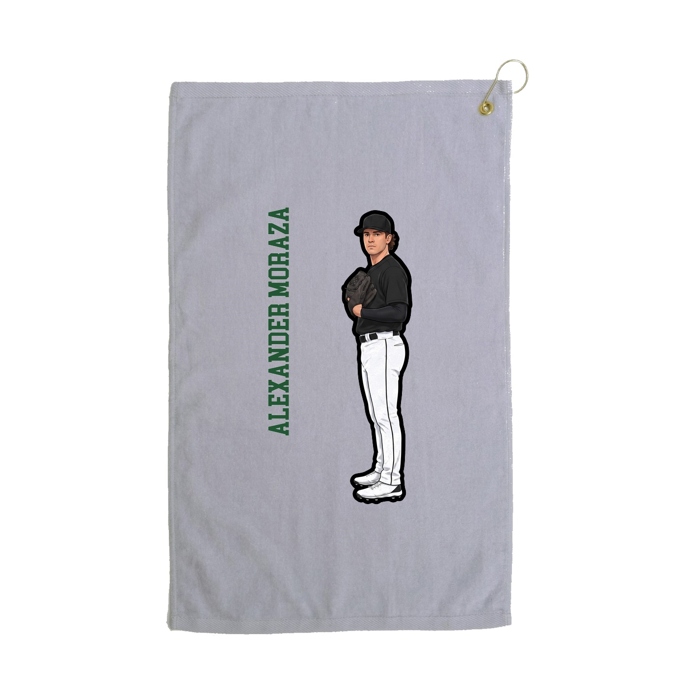 Golf Towel — Name Vertical in Grey