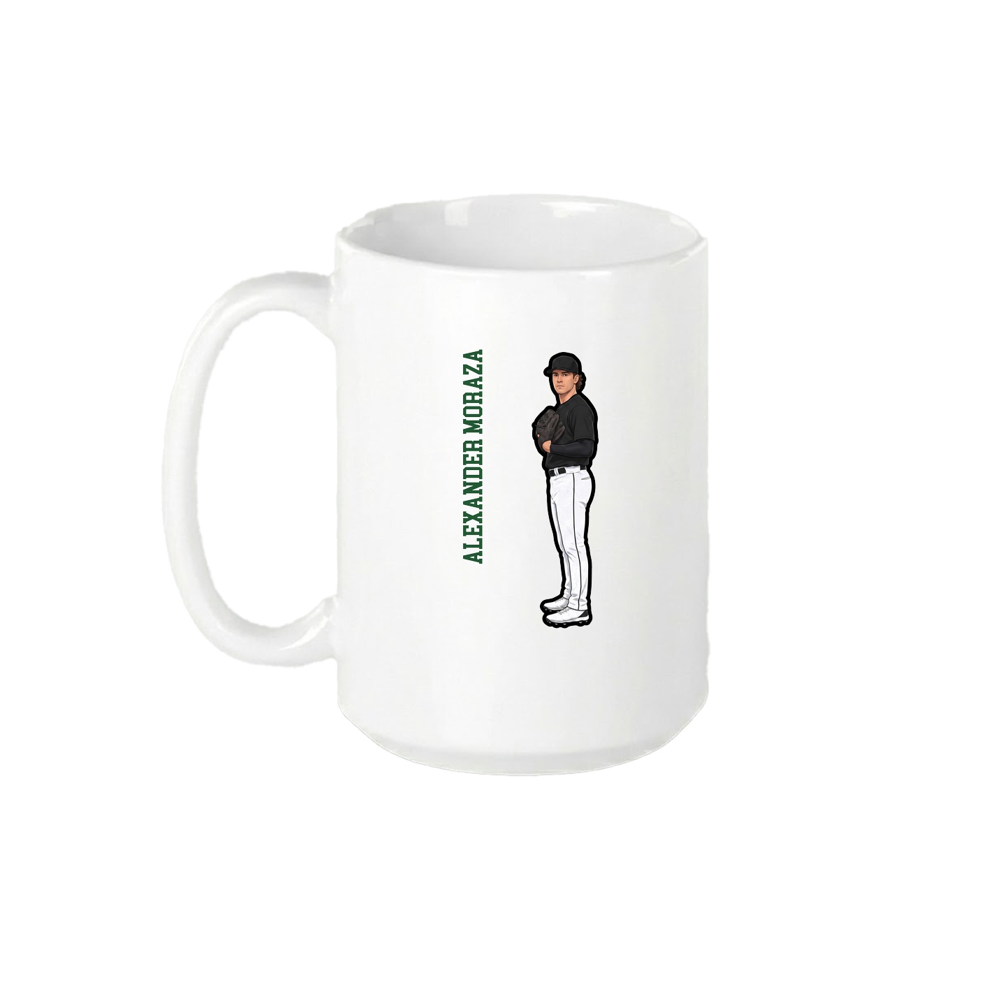 15oz Coffee Mug — Name Vertical in White