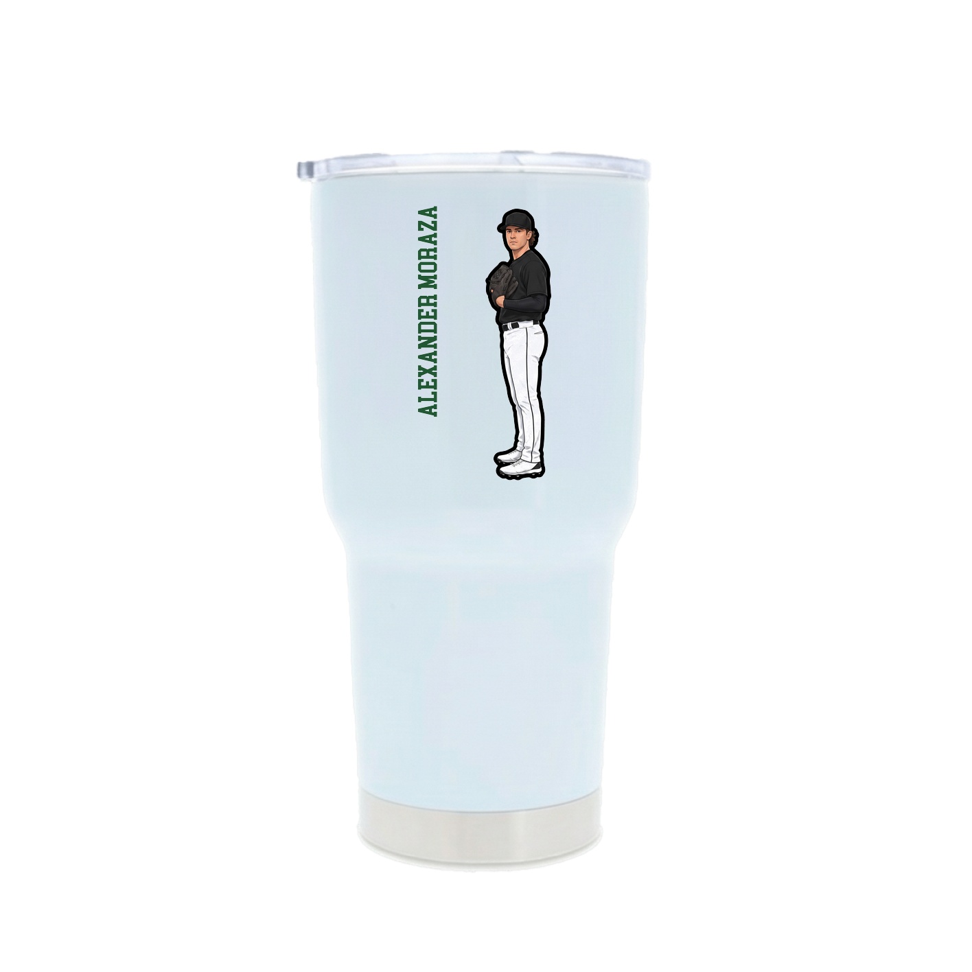 30oz Stainless Steel Tumbler — Name Vertical in White