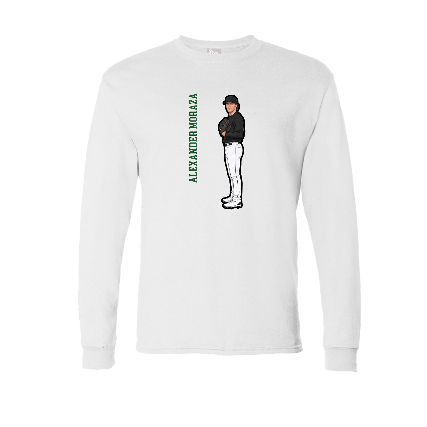 Long Sleeve Tee — Name Vertical in White