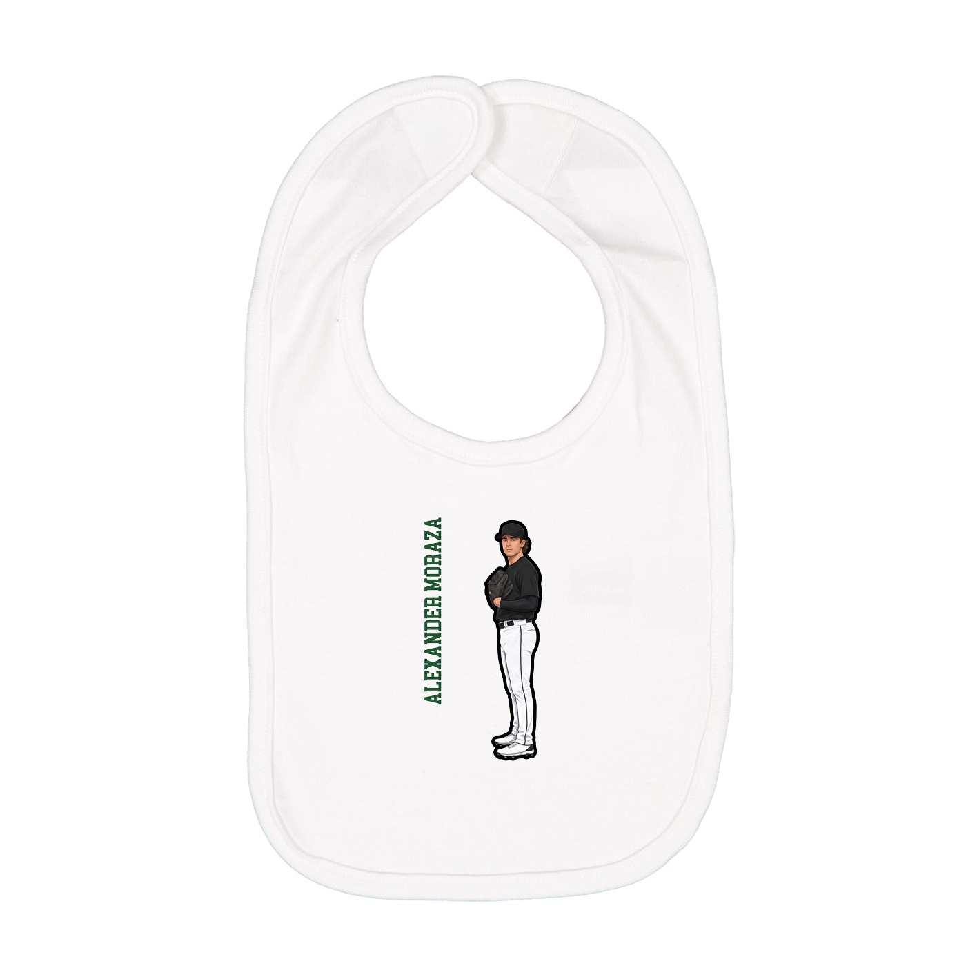 Infant Bib — Name Vertical in White
