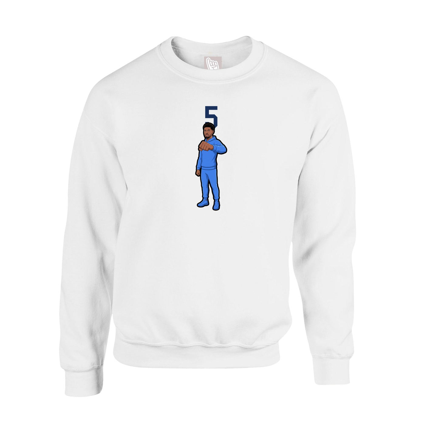 Fleece Crew — Number Top in White
