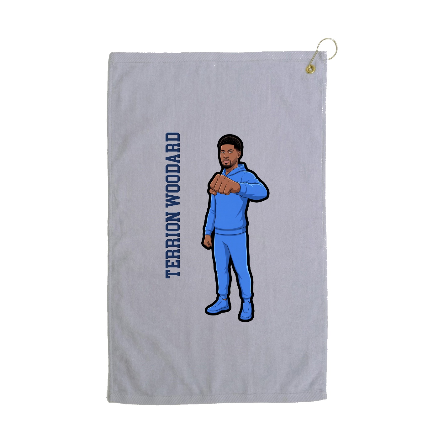 Golf Towel — Name Vertical in Grey