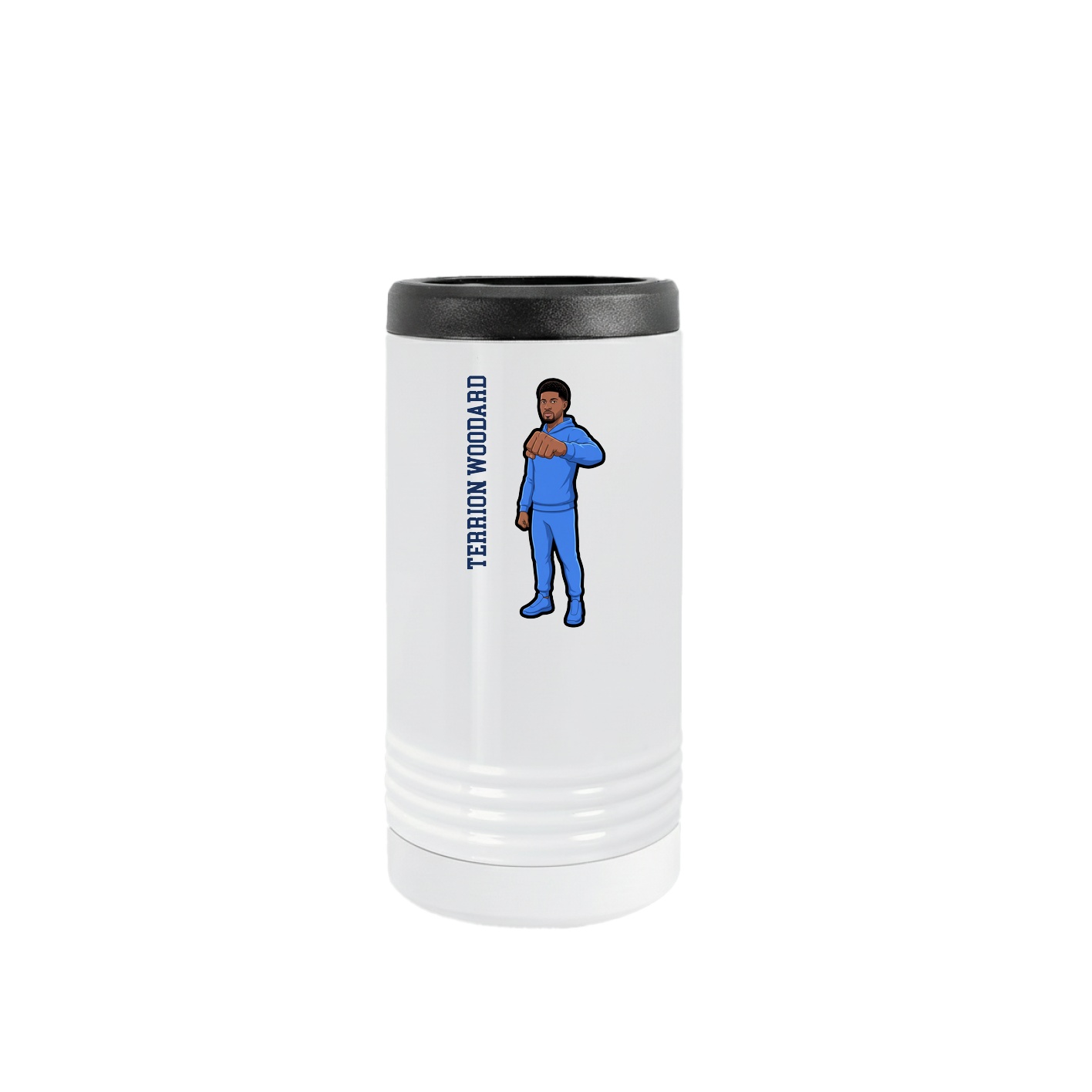 Slim Beverage Holder — Name Vertical in White