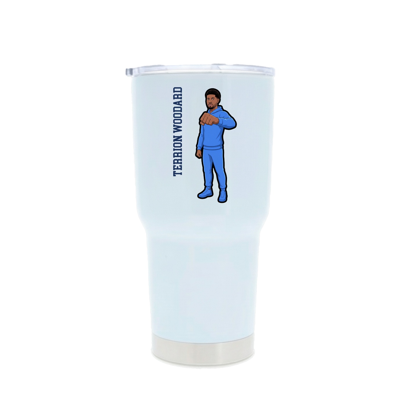 30oz Stainless Steel Tumbler — Name Vertical in White