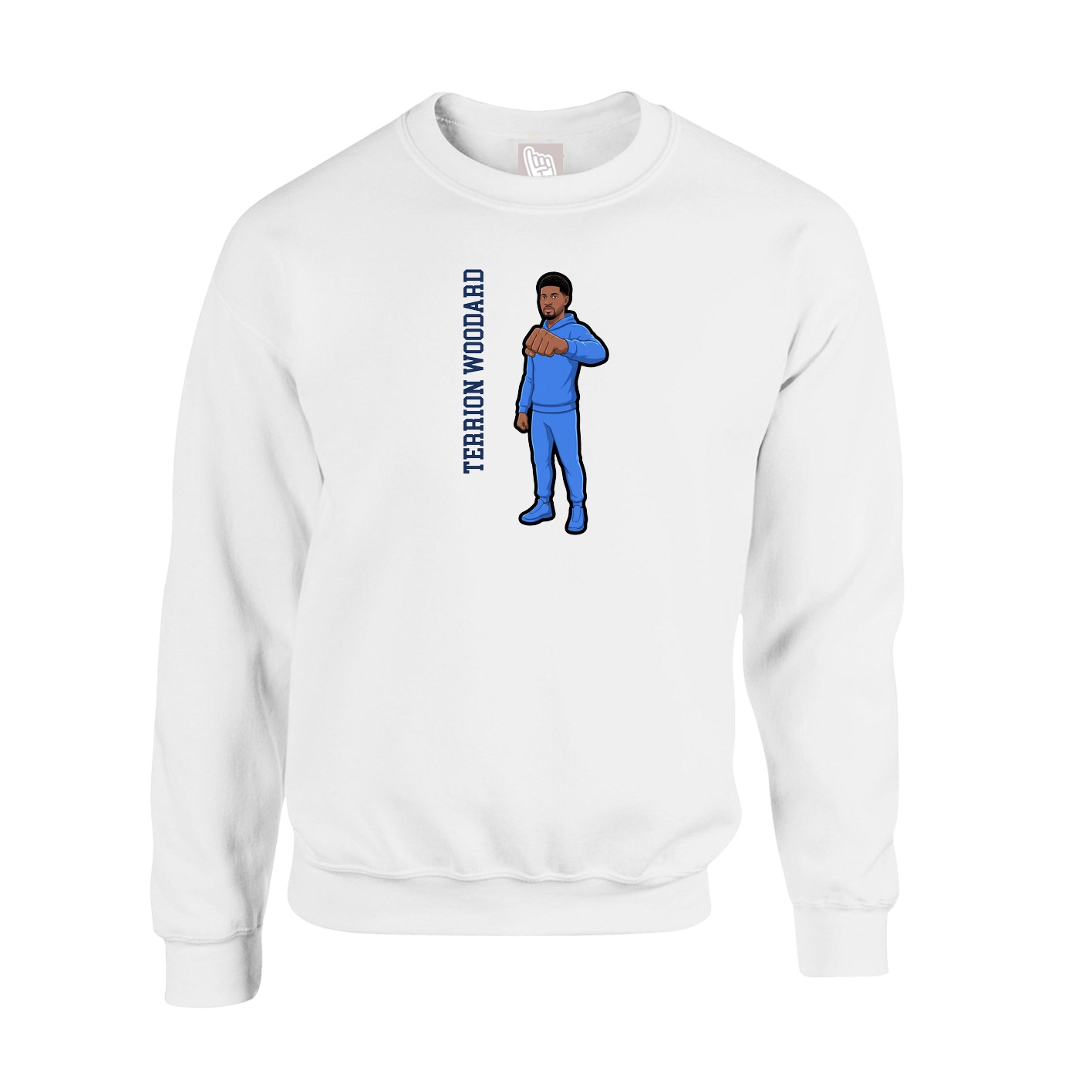 Fleece Crew — Name Vertical in White