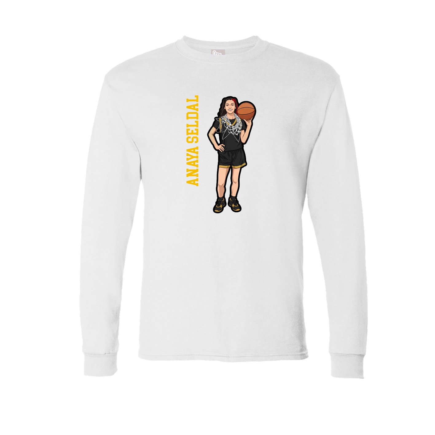 Long Sleeve Tee — Name Vertical in White