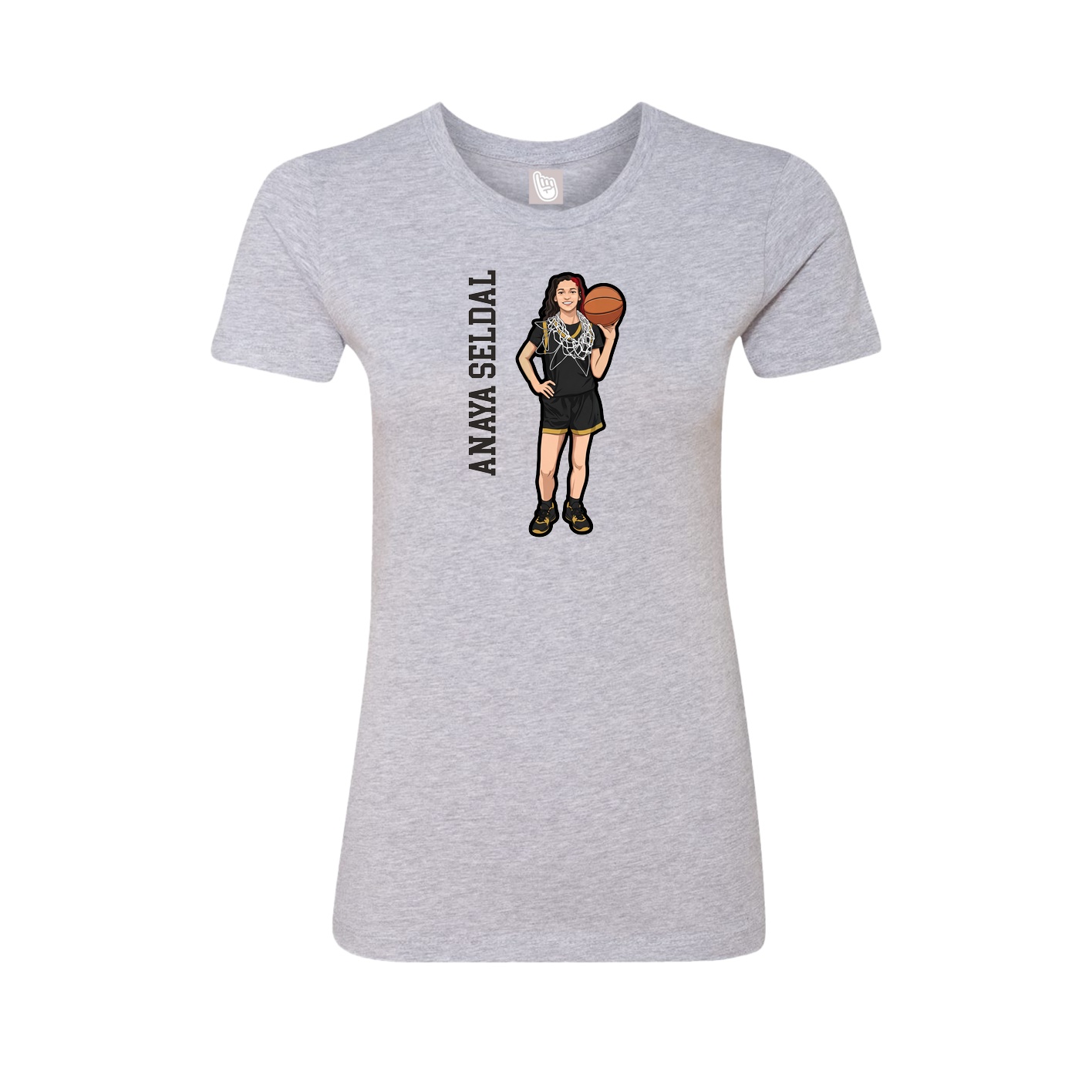 Fitted Women's Tee — Name Vertical in Grey