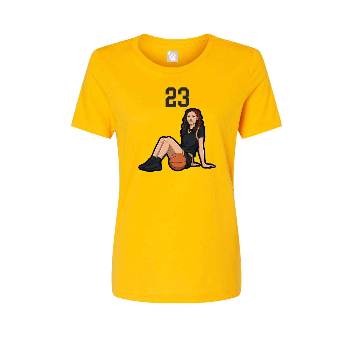 Fitted Women's Tee — Number Top in Gold