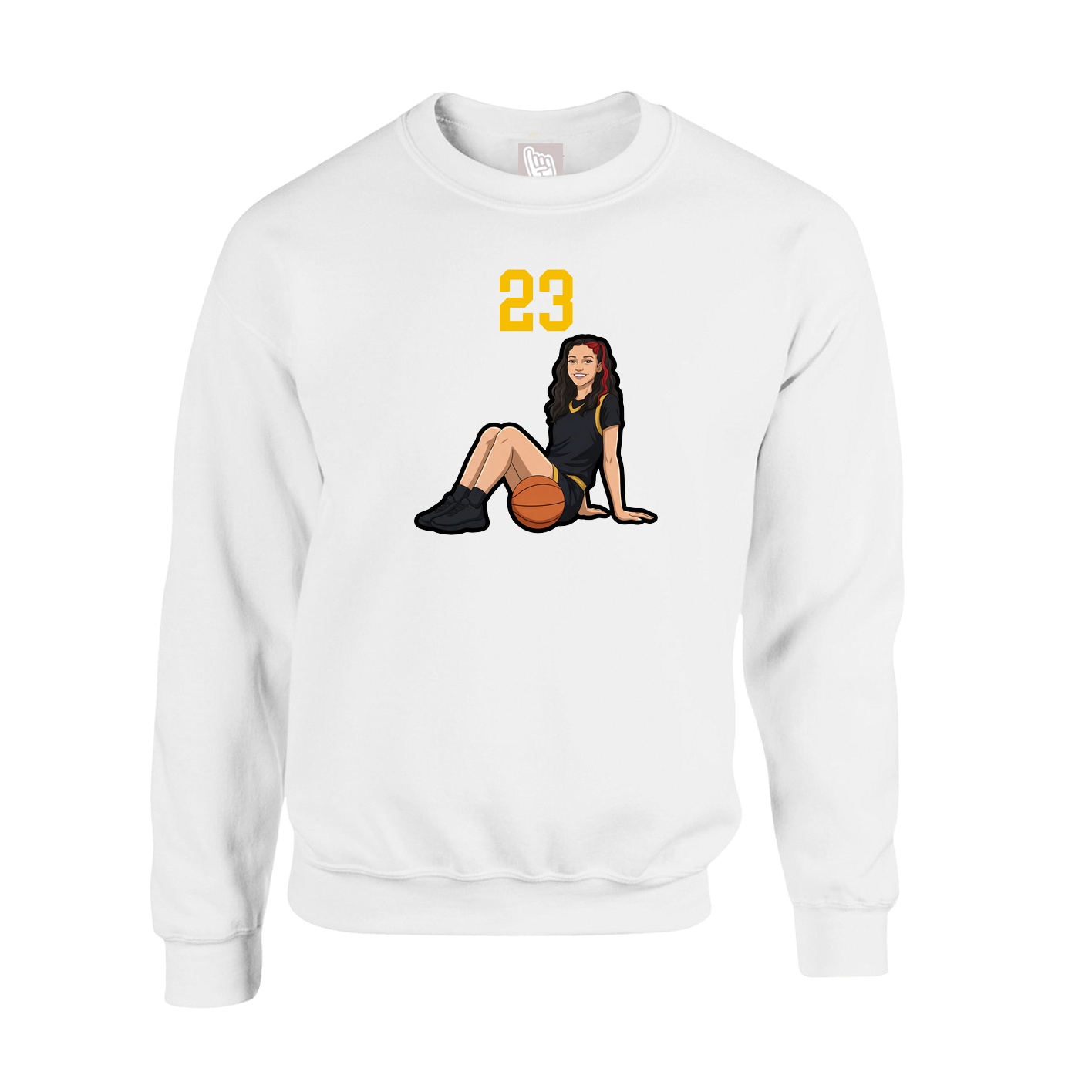 Fleece Crew — Number Top in White