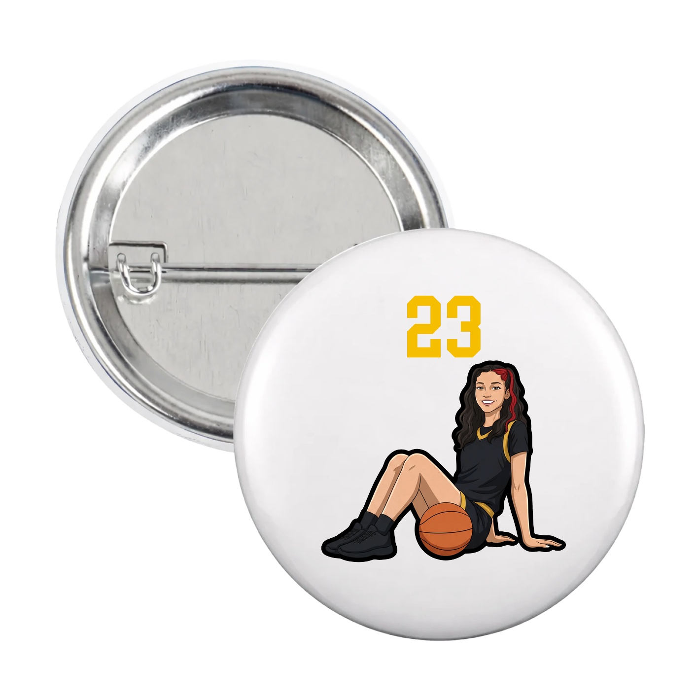 Game Day Button — Number Top in White