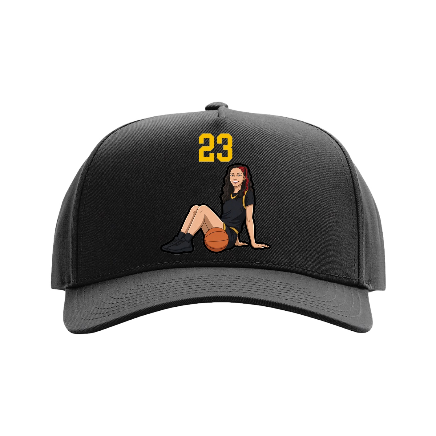Full Fabric Five-Panel Champ Cap — Number Top in Black