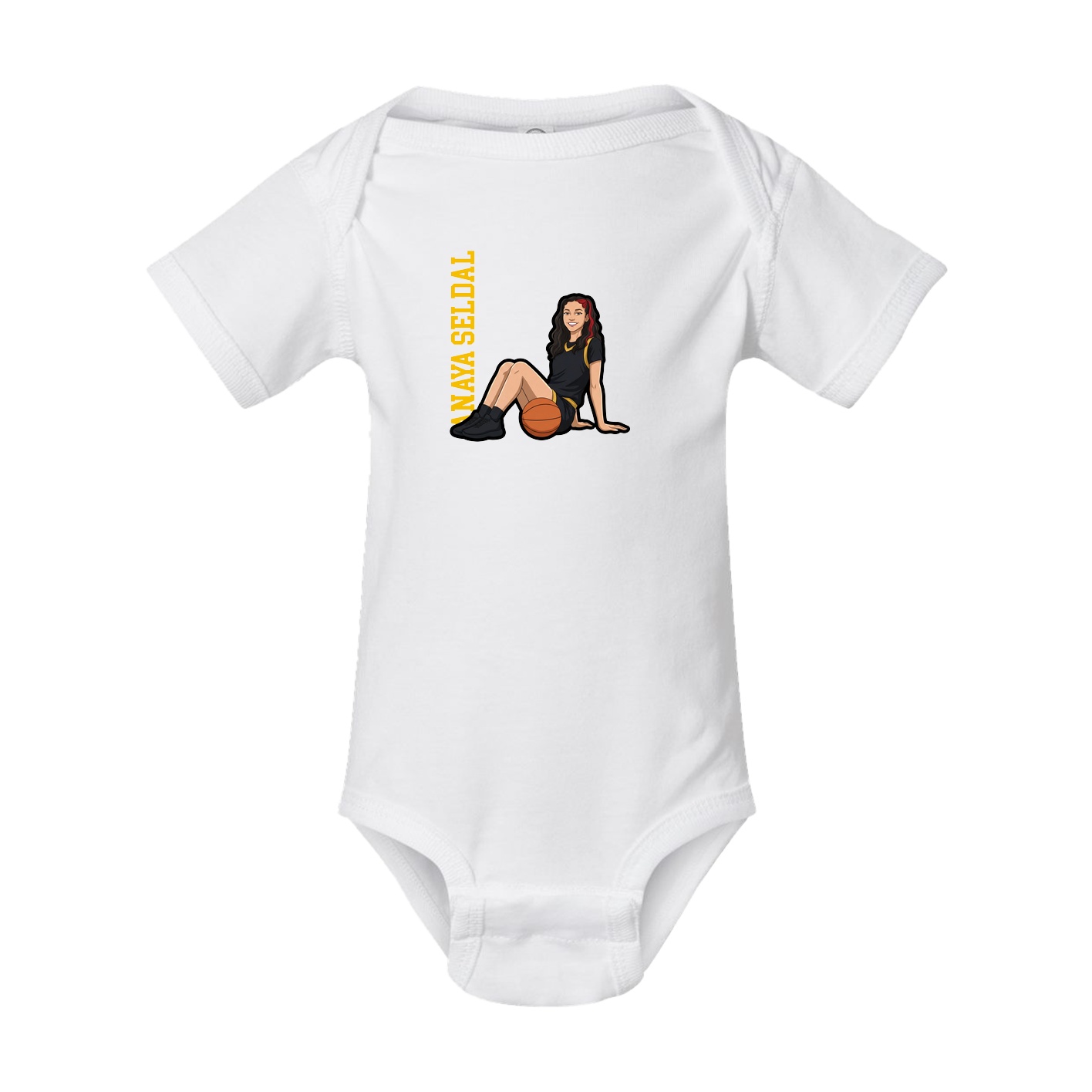 Baby Onesie — Name Vertical in White