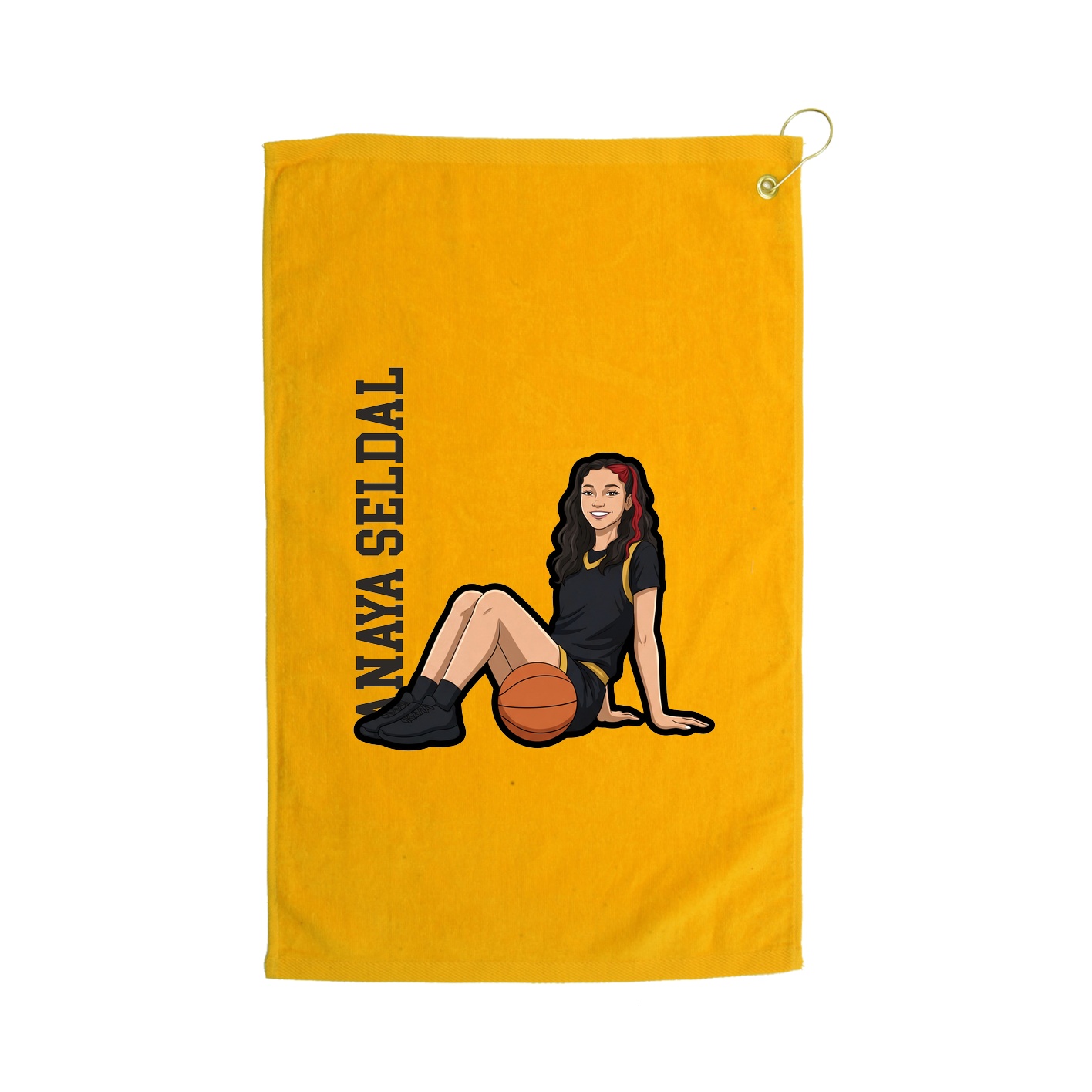 Golf Towel — Name Vertical in Gold