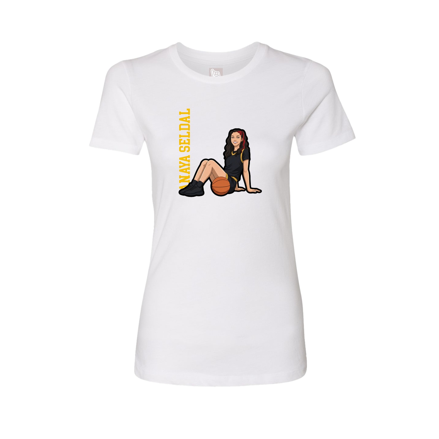 Fitted Women's Tee — Name Vertical in White