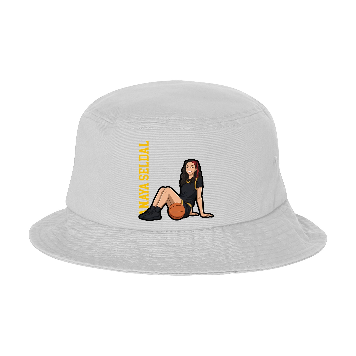 Bucket Cap — Name Vertical in White