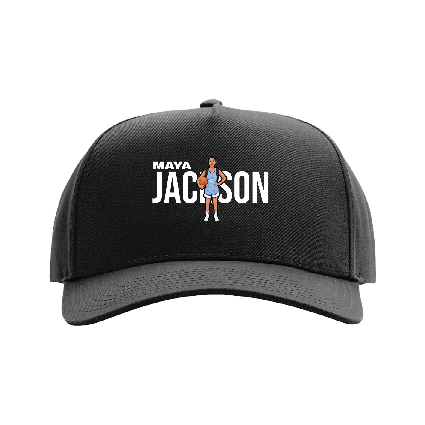 Full Fabric Five-Panel Champ Cap — Player Name in Black