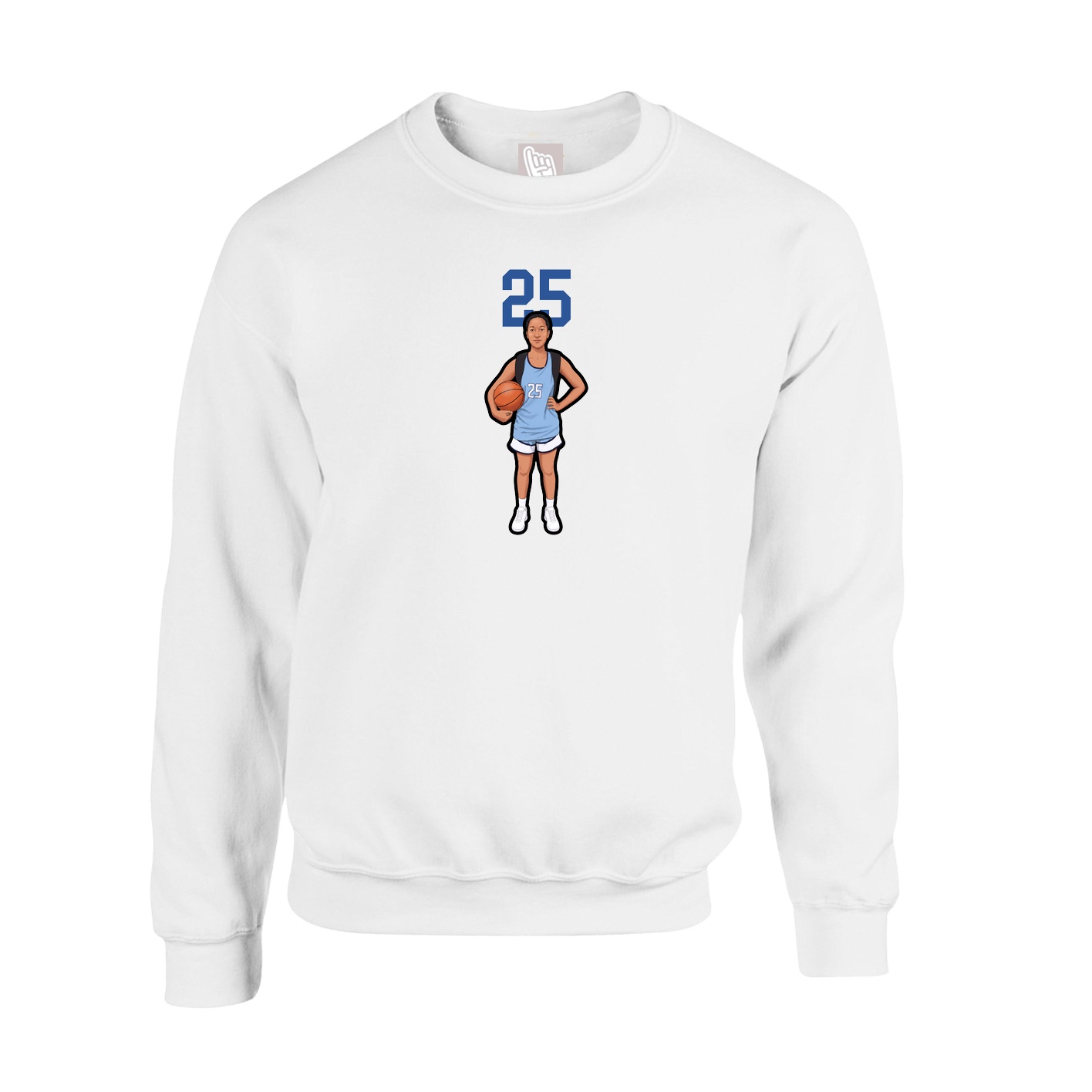 Fleece Crew — Number Top in White