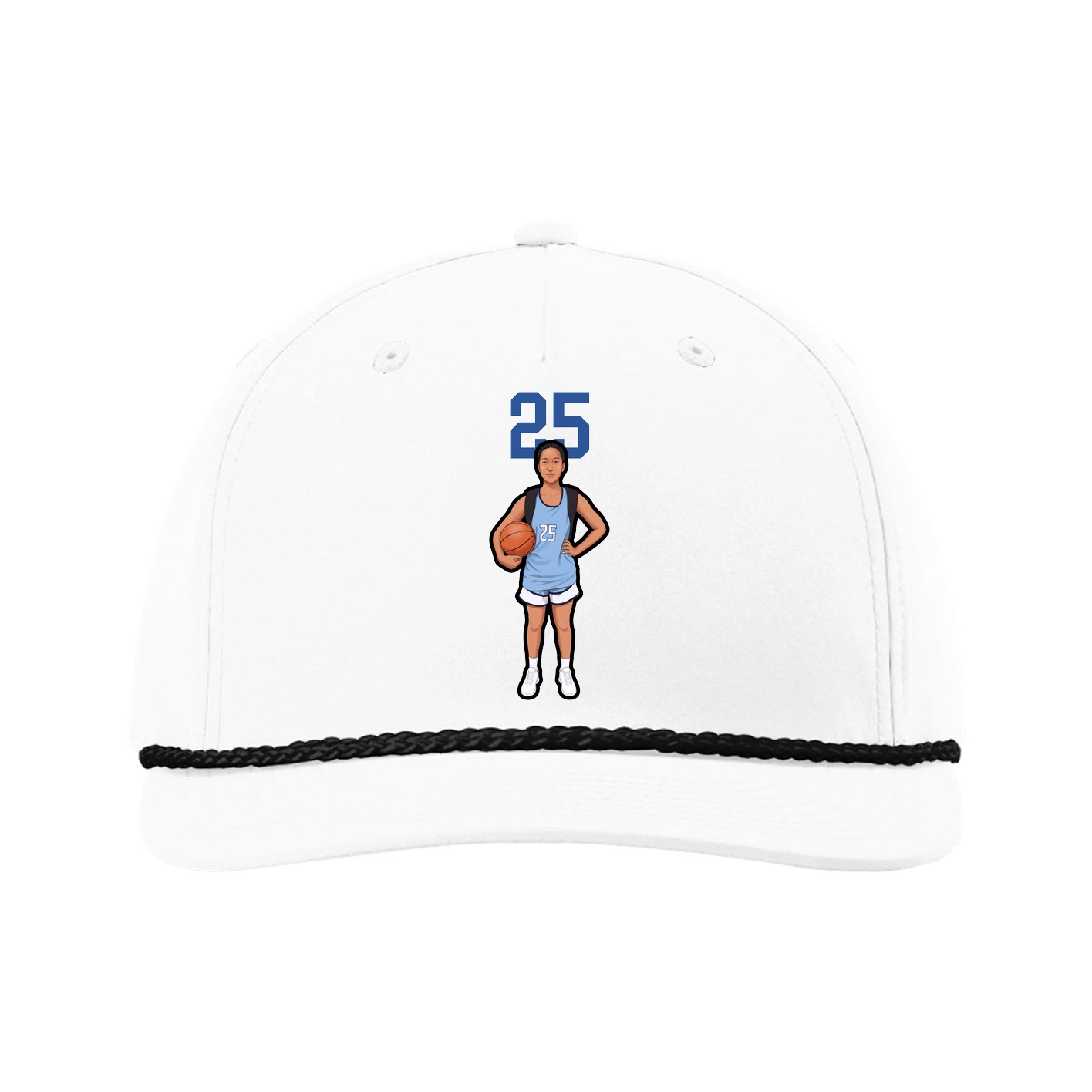 Five-Panel Classic Rope Cap — Number Top in White