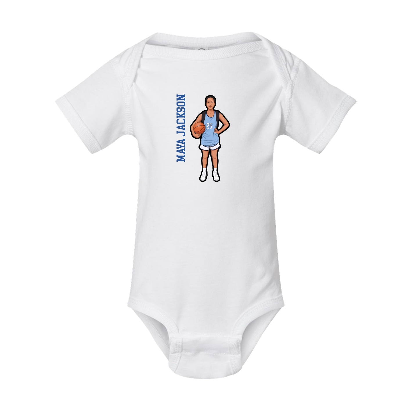 Baby Onesie — Name Vertical in White