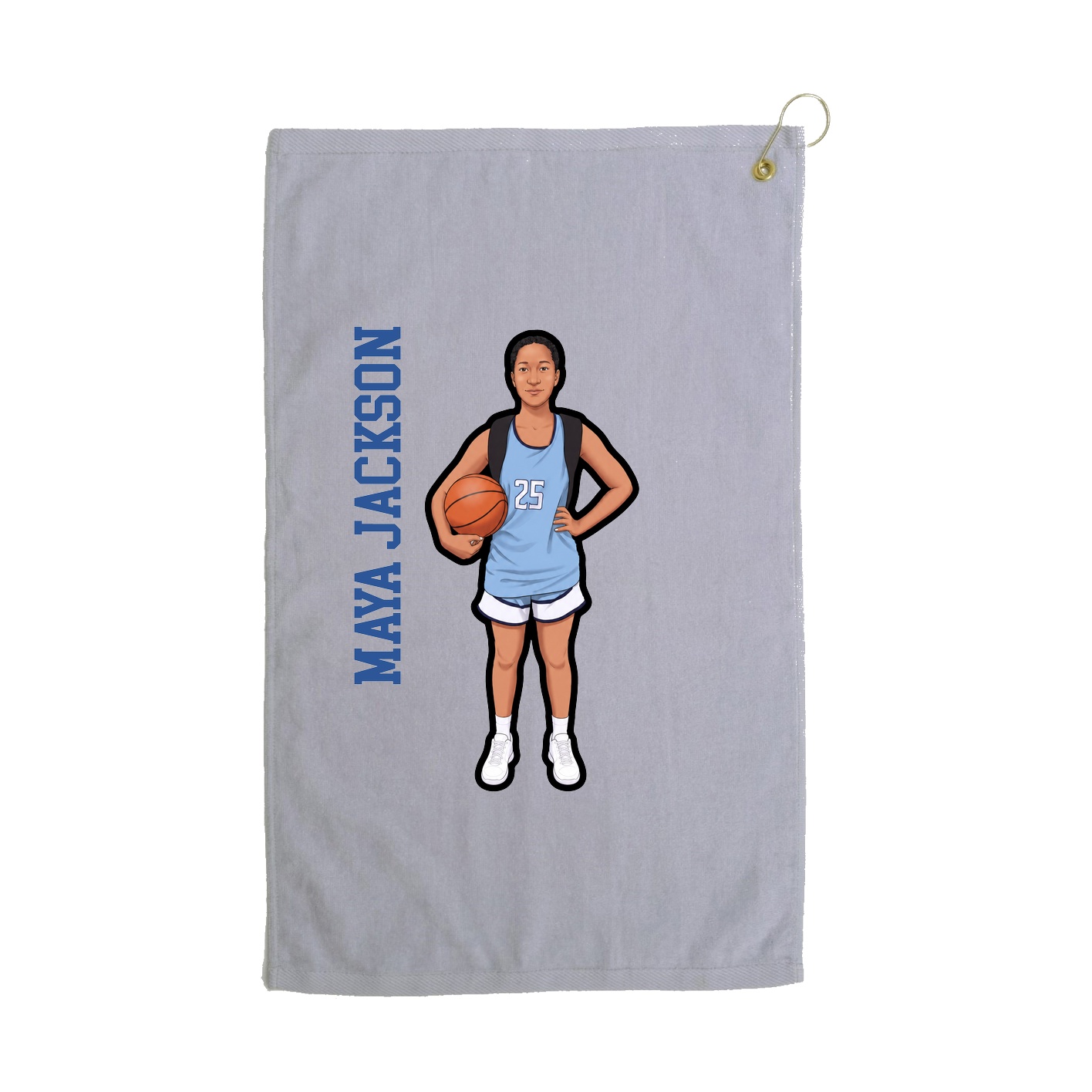 Golf Towel — Name Vertical in Grey