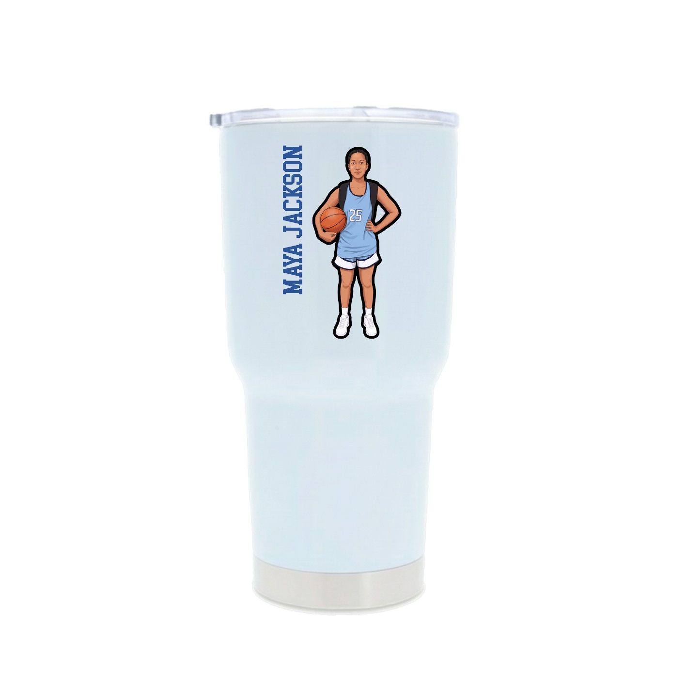 30oz Stainless Steel Tumbler — Name Vertical in White
