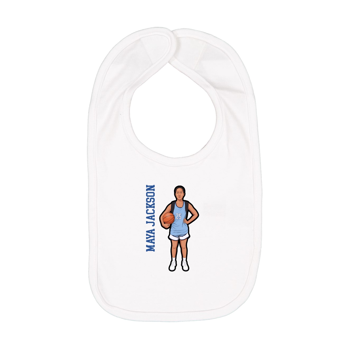 Infant Bib — Name Vertical in White
