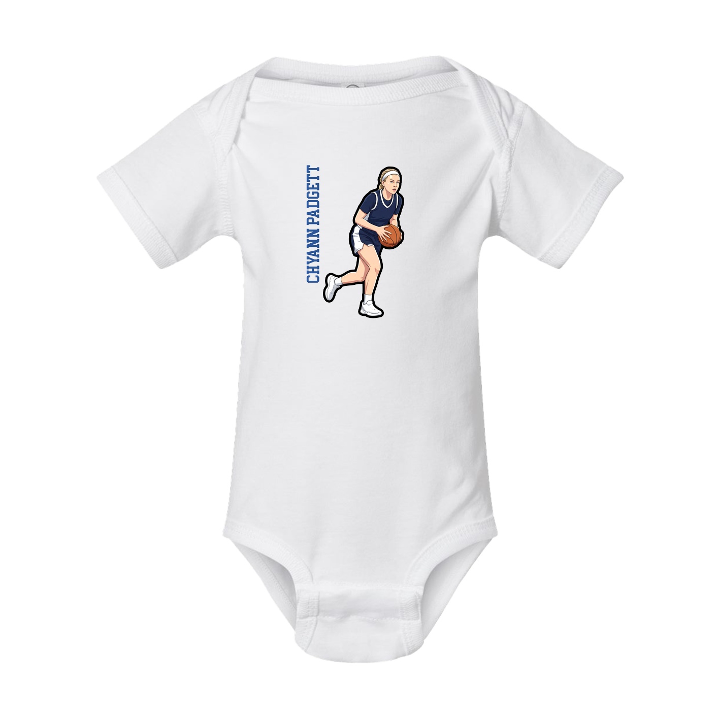 Baby Onesie — Name Vertical in White