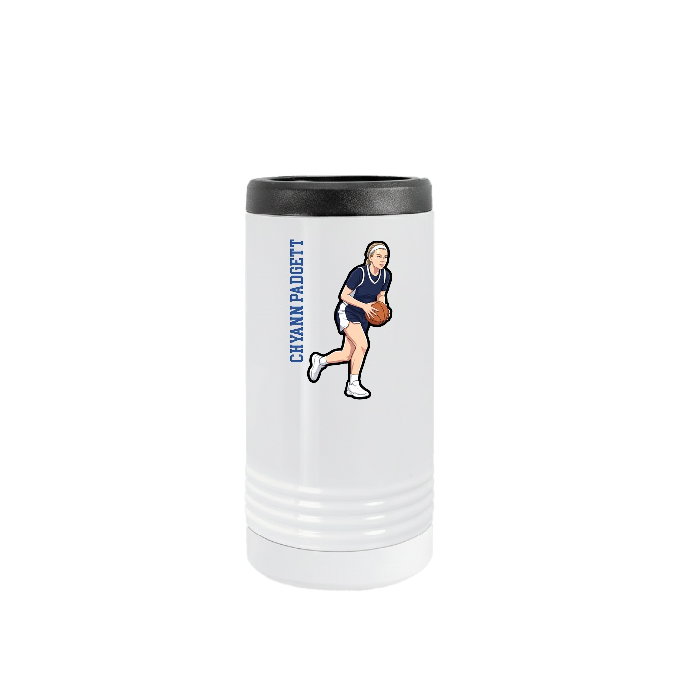 Slim Beverage Holder — Name Vertical in White