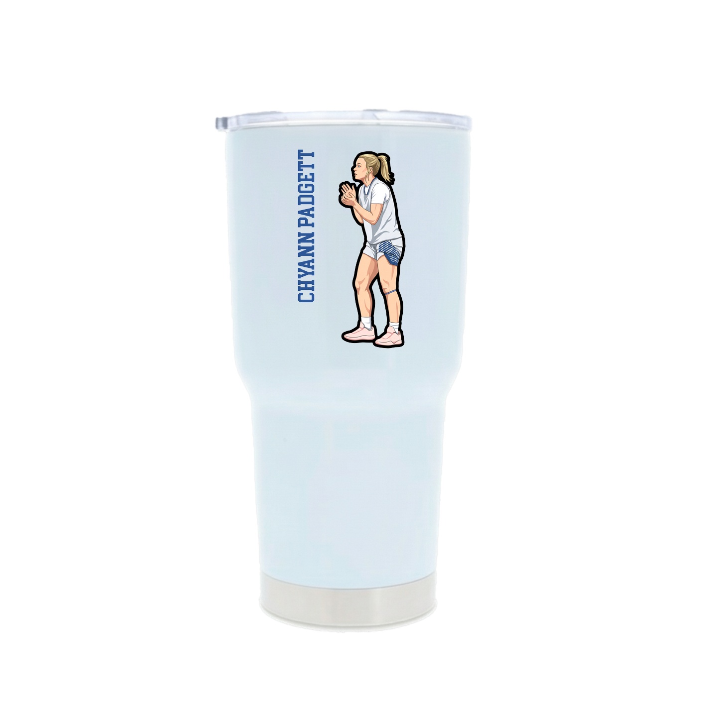 30oz Stainless Steel Tumbler — Name Vertical in White