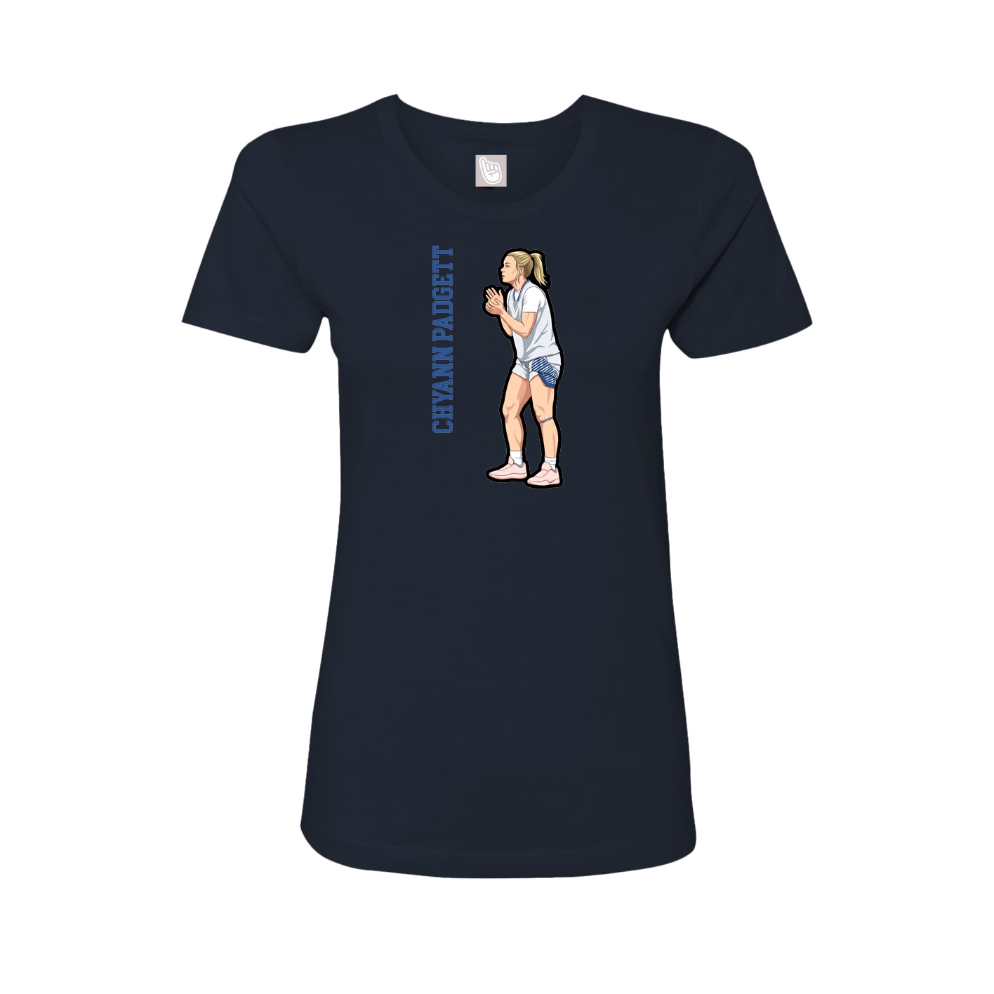 Fitted Women's Tee — Name Vertical in Navy