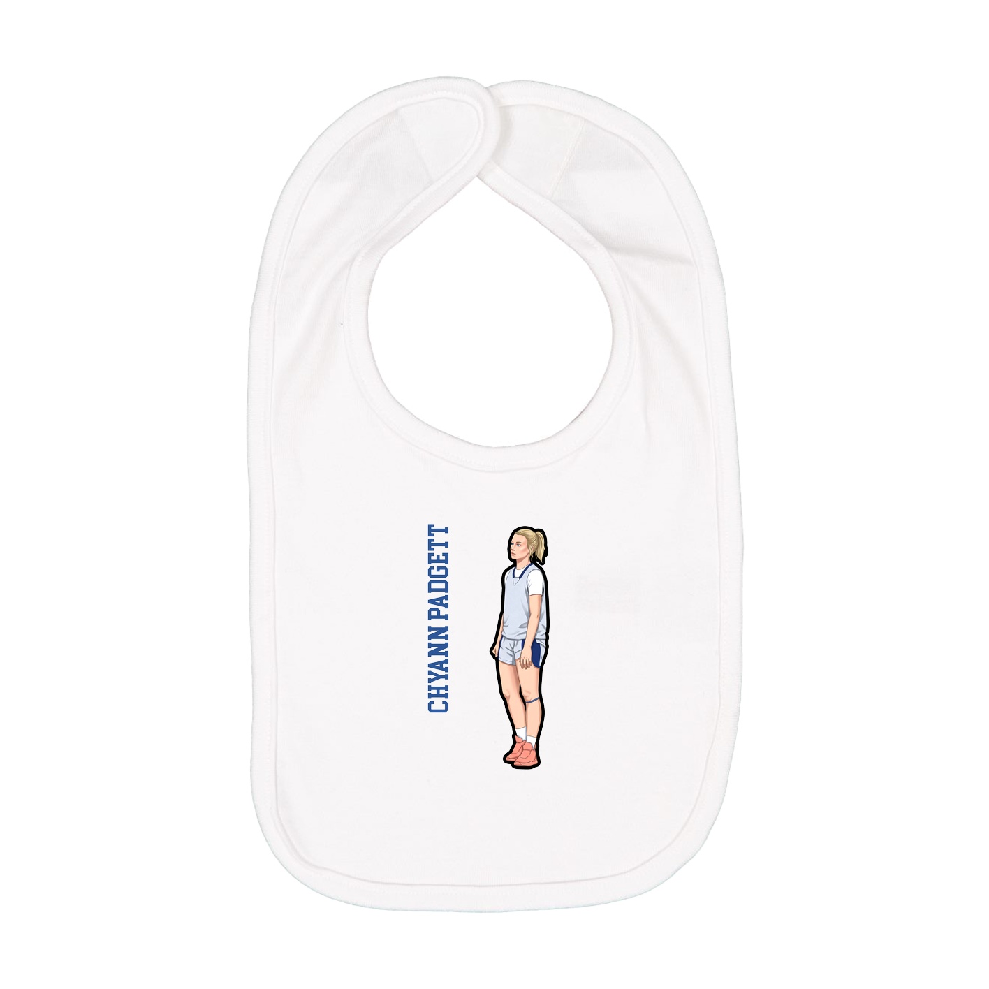 Infant Bib — Name Vertical in White