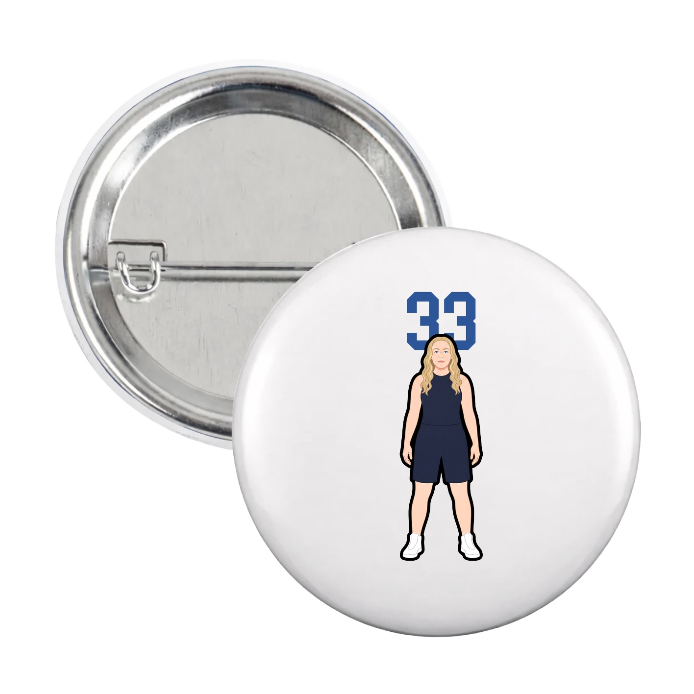 Game Day Button — Number Top in White