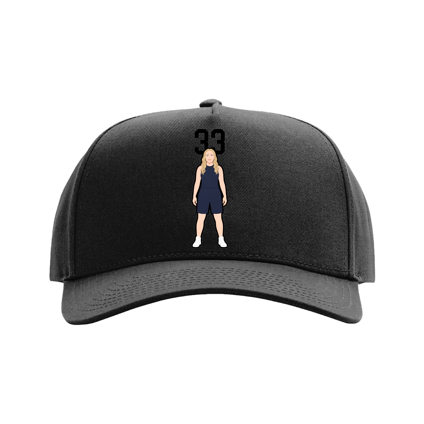 Full Fabric Five-Panel Champ Cap — Number Top in Black