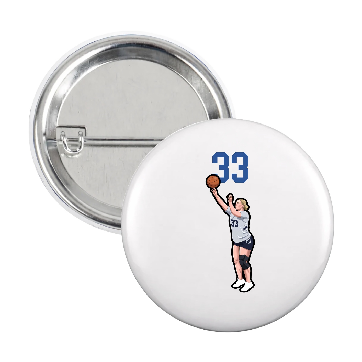 Game Day Button — Number Top in White